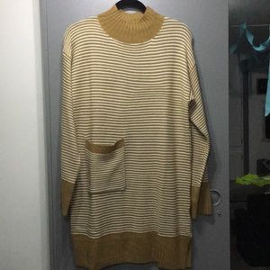 Brown and white sweater dress